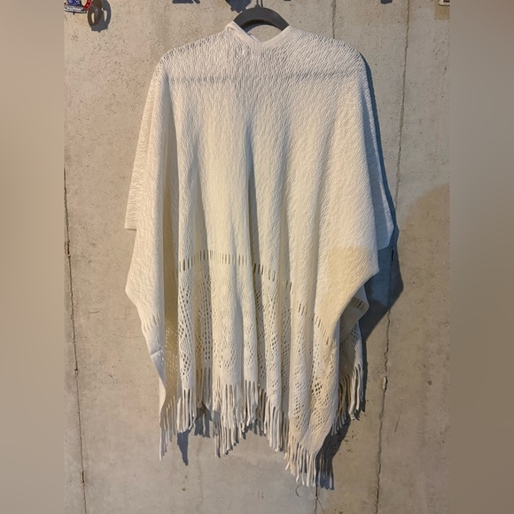 Nine West Ivory Knit Shawl with Fringe - Picture 2 of 3